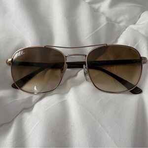 Ray-Ban Gold Frame Brown Gradient Aviator Sunglasses
